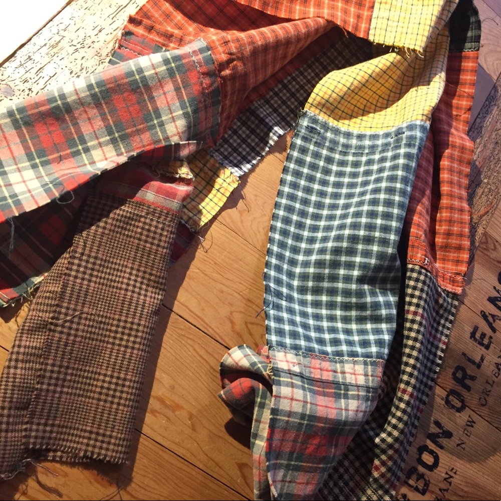 Upcycled multi plaid scarf // Spiced Vanilla - Picture 7 of 7