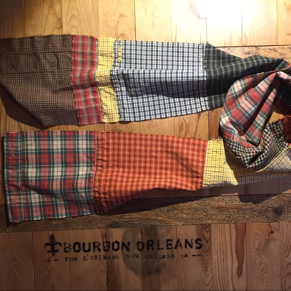 Upcycled multi plaid scarf // Spiced Vanilla - Picture 4 of 7
