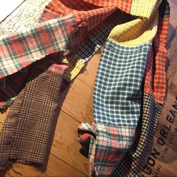 Upcycled multi plaid scarf // Spiced Vanilla - Picture 7 of 7