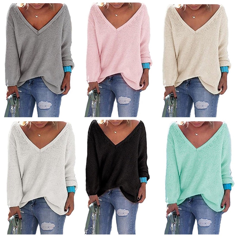 LAST 1 Grey XL❤️Loose V-neck Sweater - Picture 2 of 5