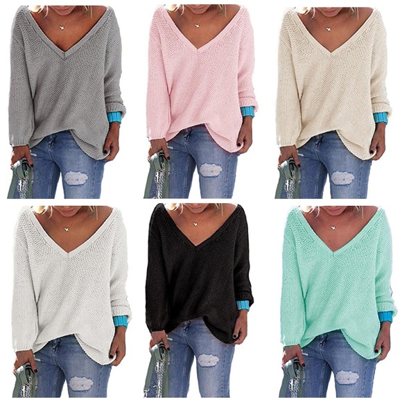 LAST 1 Grey XL❤️Loose V-neck Sweater - Picture 2 of 5