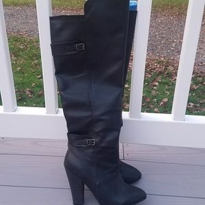 Black knee high boots with heel