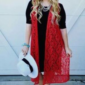 RED LACE JOY VEST. Lularoe