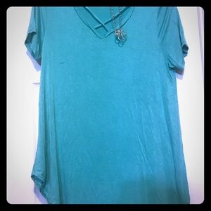Turquoise criss cross top