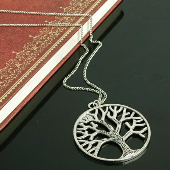 NEW!! Antique Silver Long Necklace Tree of life - Picture 2 of 2
