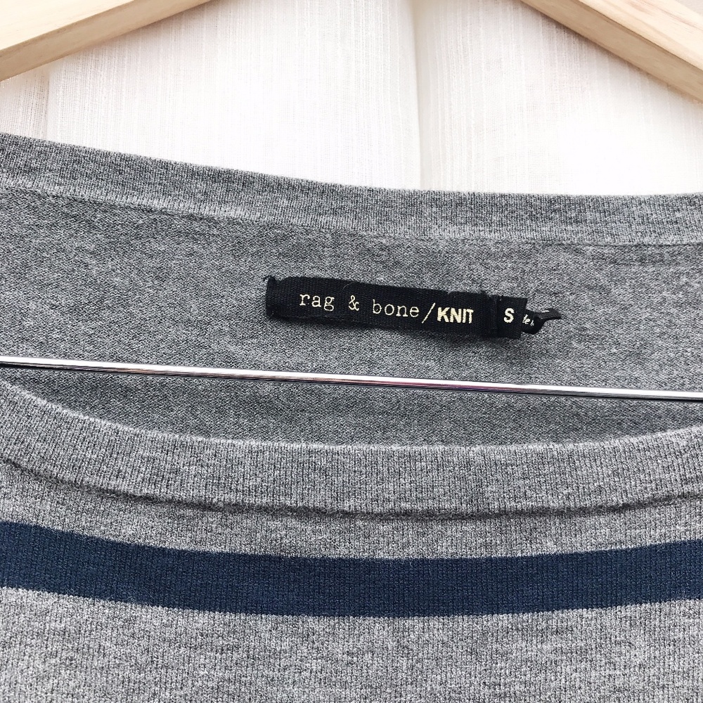 Rag & Bone Knit Sweater Striped Gray & Blue Top - Picture 2 of 3