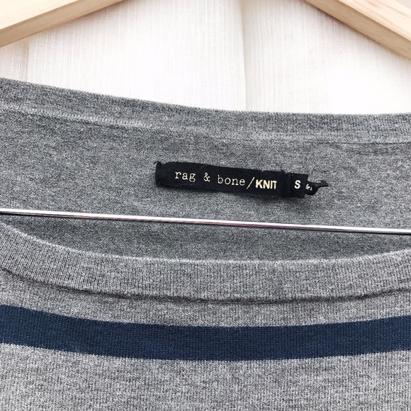Rag & Bone Knit Sweater Striped Gray & Blue Top - Picture 2 of 3