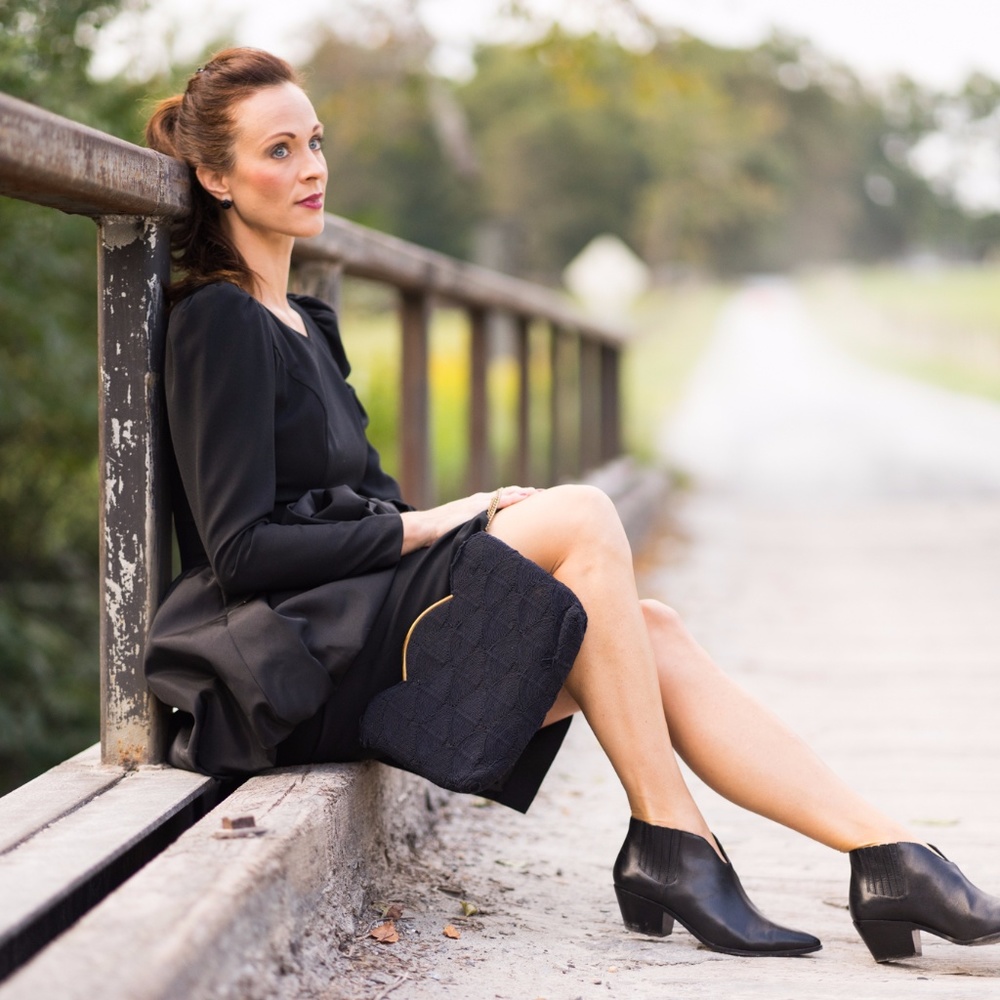 Retro Huey Waltzer black cocktail dress