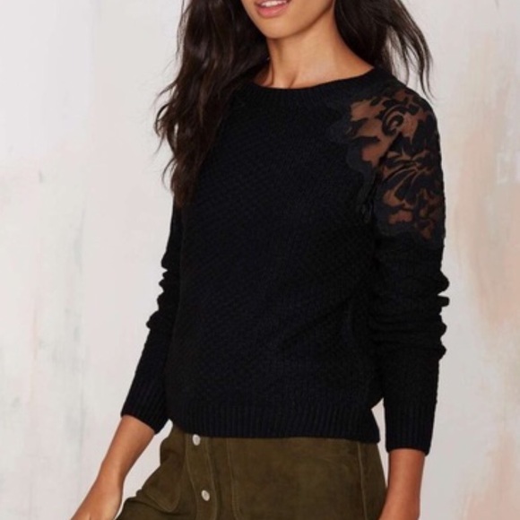 Knitted Sweater with Organza shoulders - Picture 2 of 3