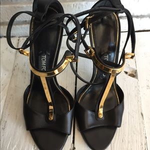 Tom Ford black & Gold Heels