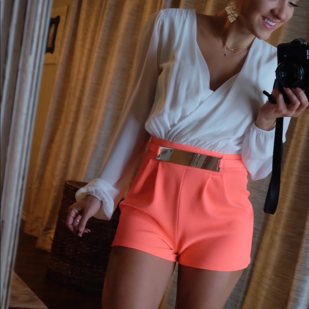 Coral/White Romper
