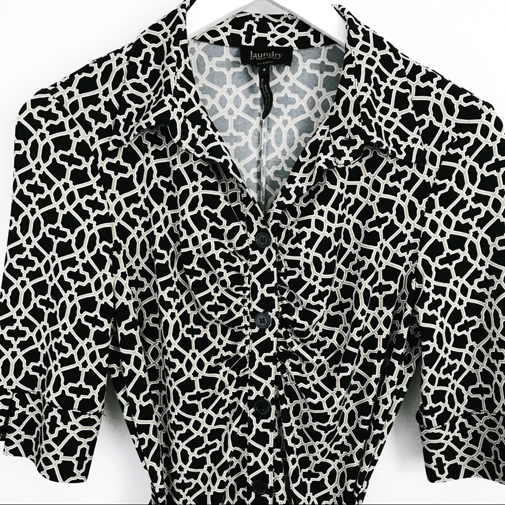 Laundry by Shelli Segal Geometric Shirt Dress - Picture 3 of 5