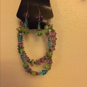 Beaded bracelet with matching earrings