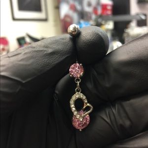 Double PINK Gem Belly Button ring Body Jewelry