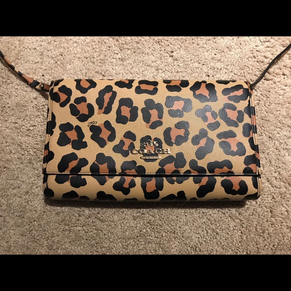Coach Leopard Crossbody/Clutch!