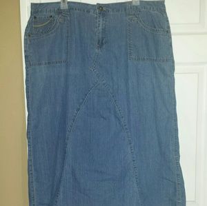 Maxi length denim skirt