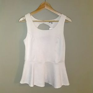 Charlotte Russe White Peplum Top with Keyhole Back