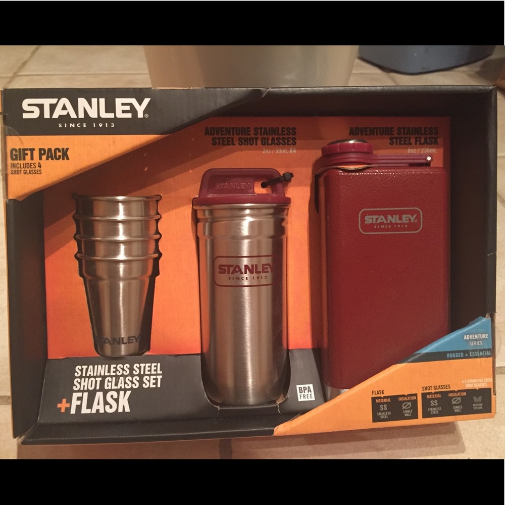 Stainless Steel Flask and Shot glass Set