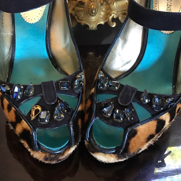 SALE🔥$1125 Cavalli Heels Leopard Platform Peep - Picture 6 of 7