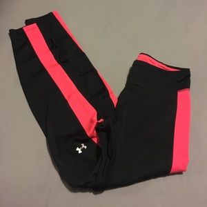 Under Armour cold gear orange striped leggings