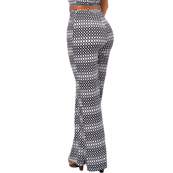 Circle Print Belted Wide Leg Jumpsuit - Picture 7 of 7