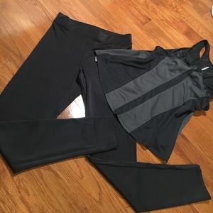 NWOT VS Pink Black Shiny Stretch Leggings - M