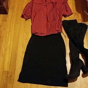 black knee length skirt