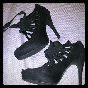 Sexy suede cut out heels