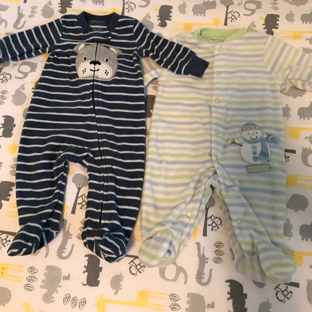 Fleece footie onesie lot