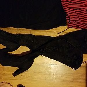 Suede front lace over the knee boot