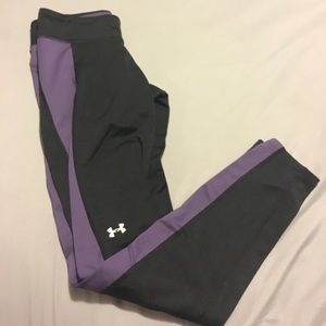 Under Armour purple stripped cold gear leggings