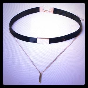 NWT BLACK CHOKER GOLD PLATED