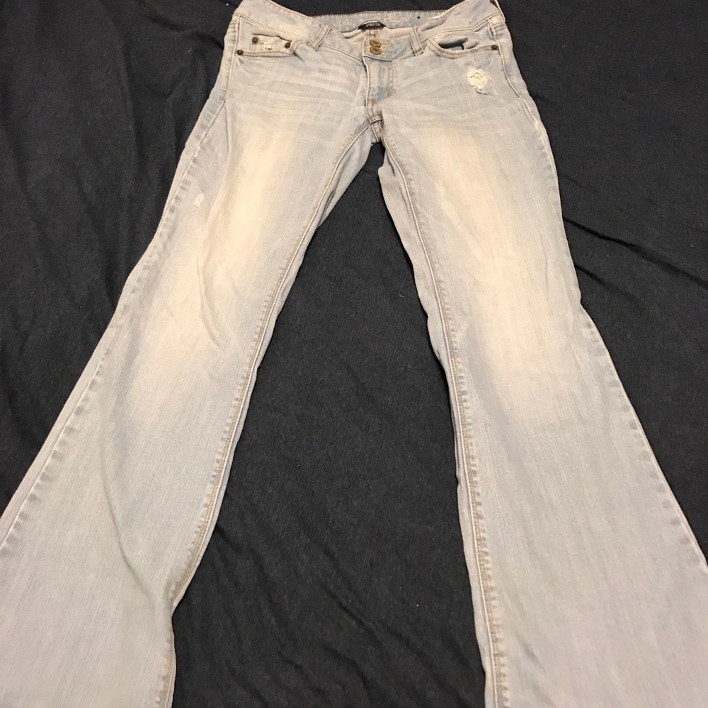 Wide leg light denim