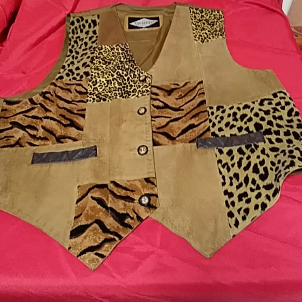 Suede patch work vest.