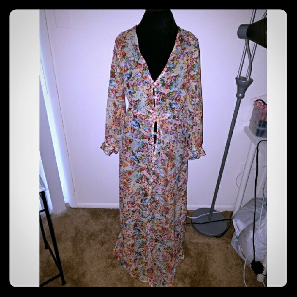 Long sleeved button up maxi dress
