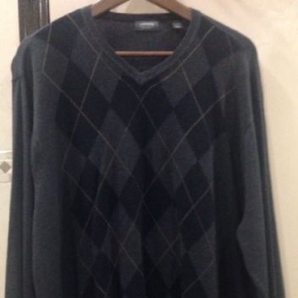 Men's Arrow Black XXL Argyle Crew Neck Sweater