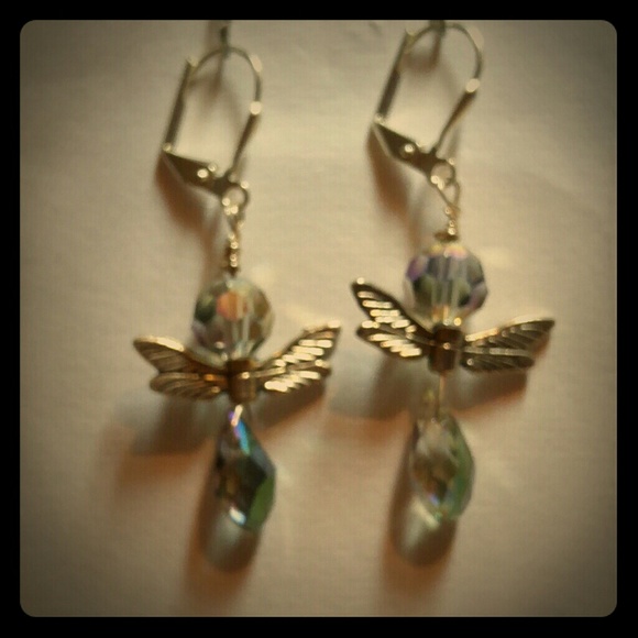 #0107 Pale Green Angel Earrings 👼 - Picture 1 of 2