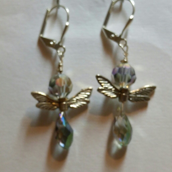 #0107 Pale Green Angel Earrings 👼 - Picture 2 of 2