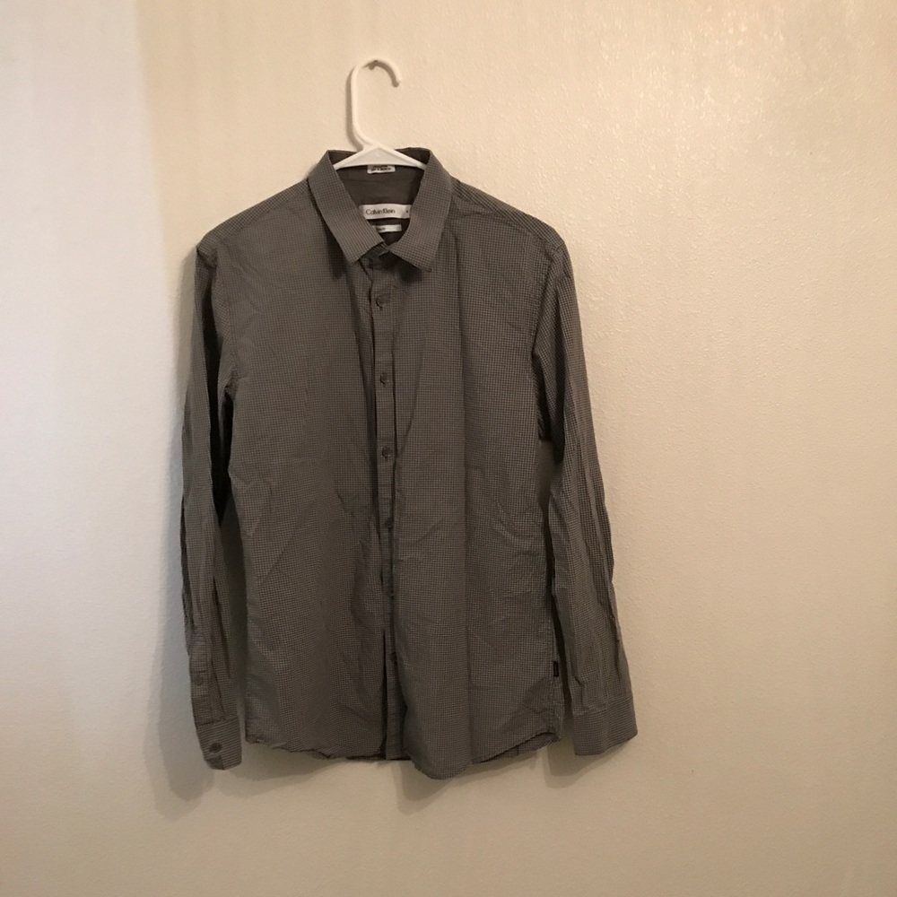 Calvin Klein Men's Plaid LS Button Down Shirt Med