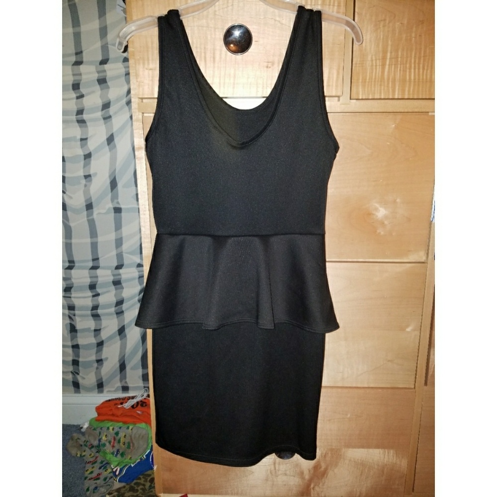 Black pencil skirt dress with peplum