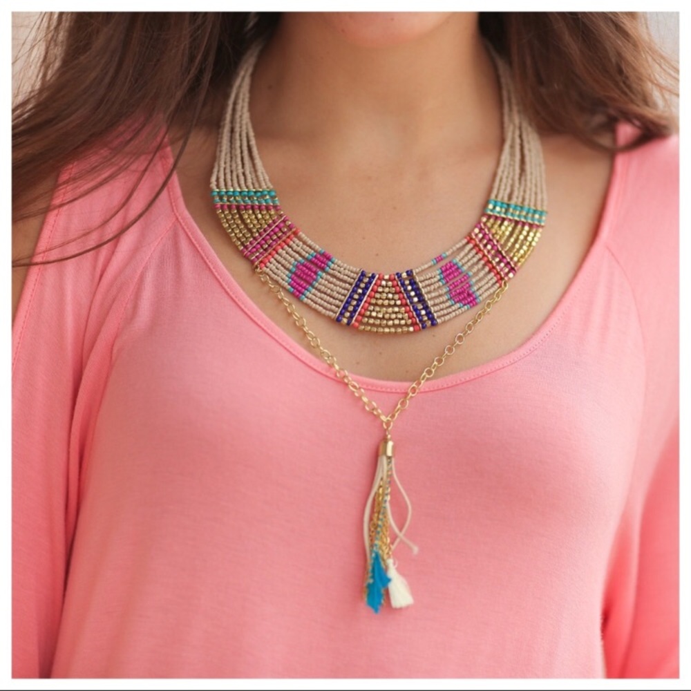 Tribal Beaded Statement Necklace