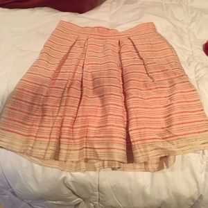 Pink and beige stripped mini skirt
