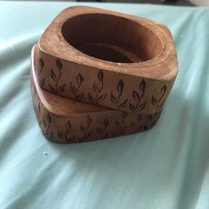 Wood burned bracelets (set of 2)