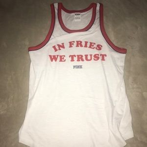 LOWEST Victoria Secret In Fries we trust tank top