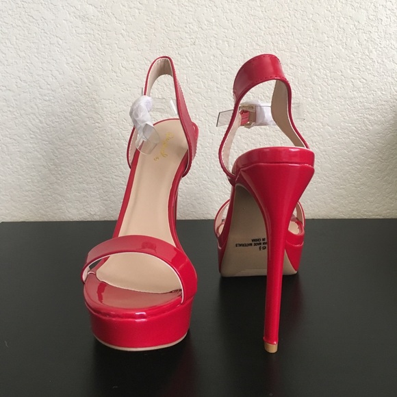 Qupid Shoes Red Clear Strap Heel Poshmark
