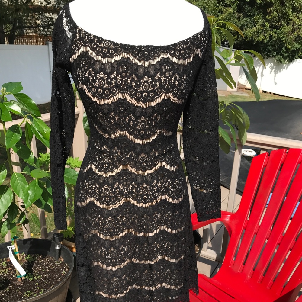 Black lace dress, see through lace sleeves Size S
