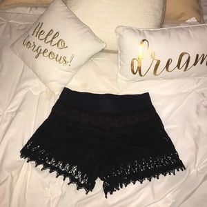 Black lace shorts