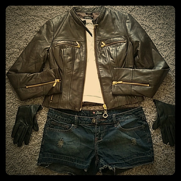 bebe Jackets & Blazers - Final sale!! !Bebe brown leather motor jacket