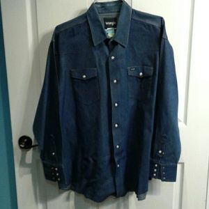 Wrangler pearl snap denim western shirt