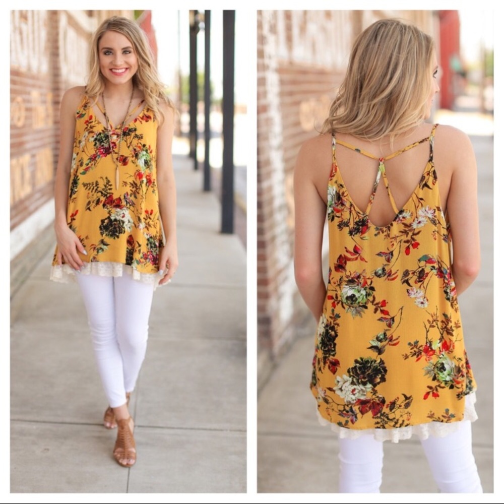 Floral Lace Trim Tunic